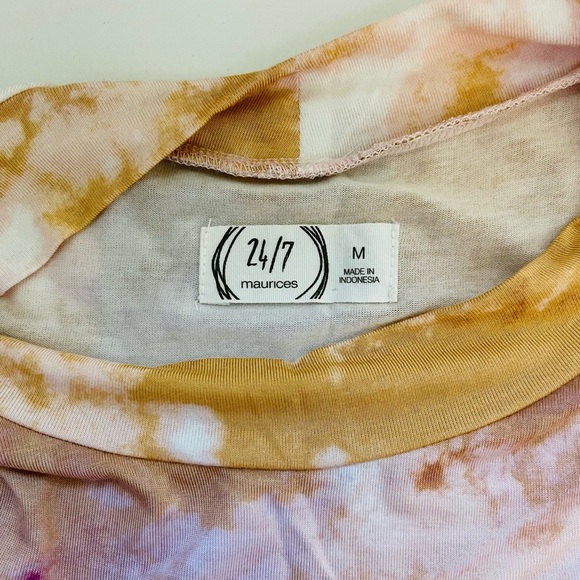 Maurices 24/7 Orange Pink Tie Dye Mock Neck Shift Dress Medium Women’s - Picture 10 of 12